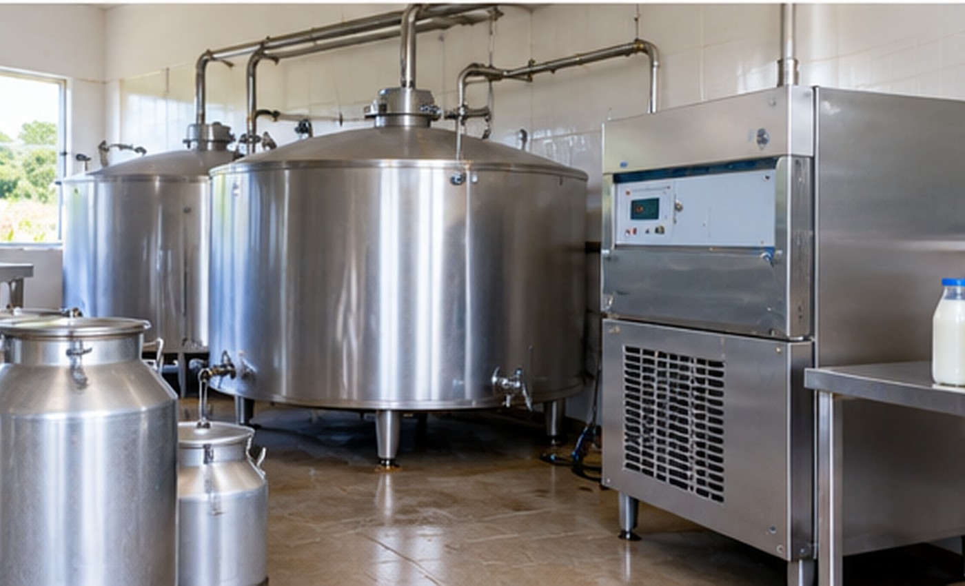 Stainless steel milk cooling and processing equipment